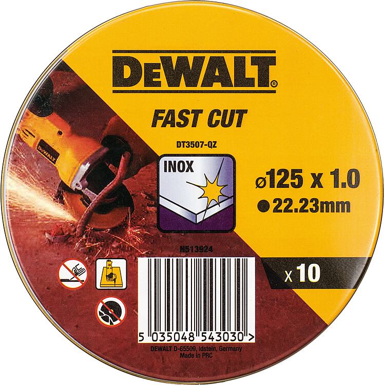 Trennscheibe DeWALT DT3507-QZ 125 x 1 x 22,23 mm, VPE=10 Stück Trennscheibe DeWALT DT3507-QZ 125 x 1 x 22,23 mm, VPE=10 Stück