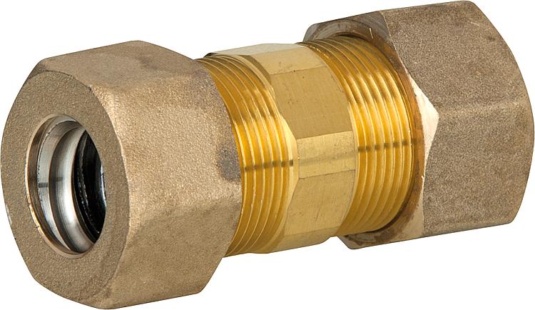 Verschraubung für Spiralrohr DN32xDN32 Kupplung, Messing,mit Graphitdichtung Verschraubung für Spiralrohr DN32xDN32 Kupplung, Messing,mit Graphitdichtung