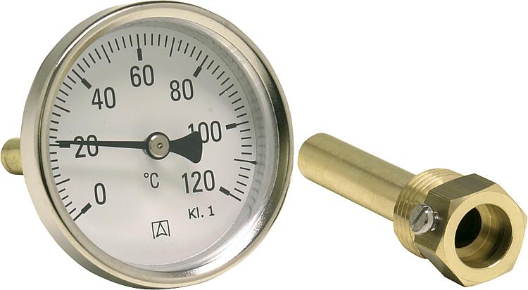 Bimetall-Industriethermometer G 1/2 axial, Kl. 1, 0/120 C BiTh 63