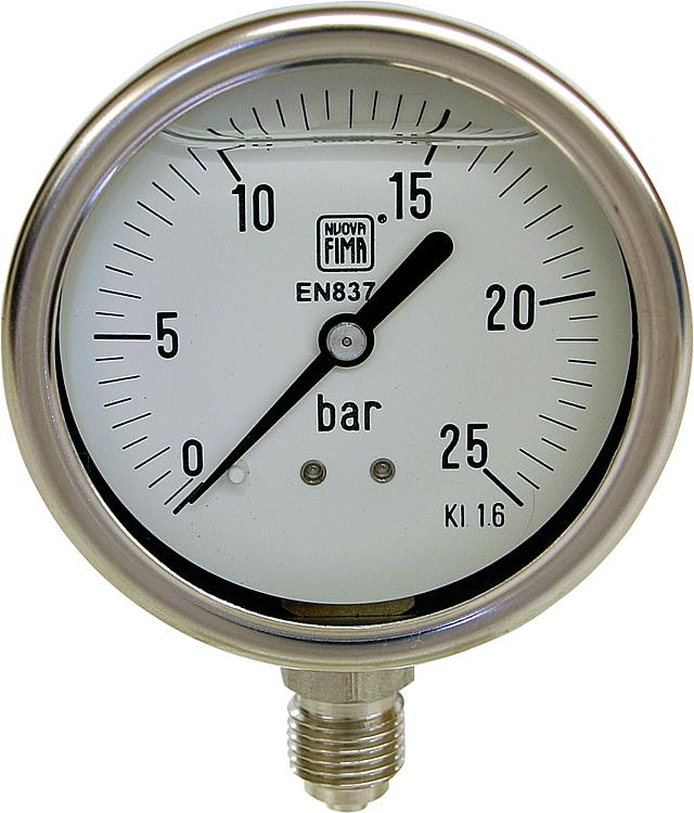 GLyzerin-Manometer Chemie 63 mm G 1/4" A, Radial 0-1,6bar GLyzerin-Manometer Chemie 63 mm G 1/4" A, Radial 0-1,6bar