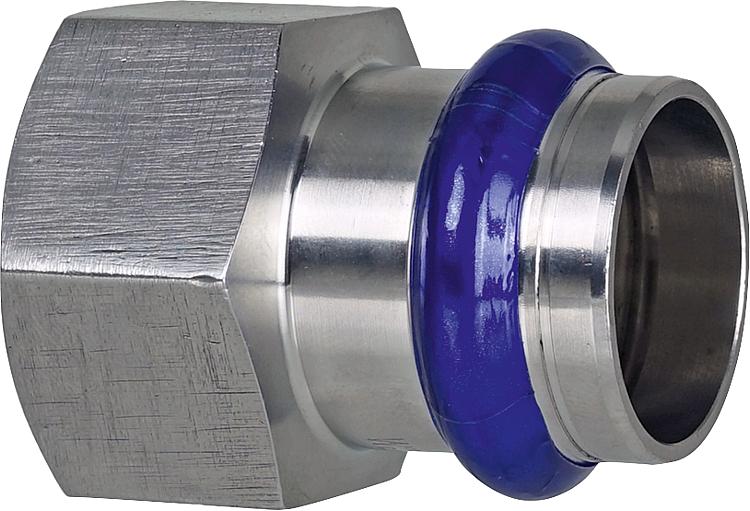 Edelstahl Übergangsmuffe mit IG 15mm x 1/2" V-Kontur Edelstahl Übergangsmuffe mit IG 15mm x 1/2" V-Kontur
