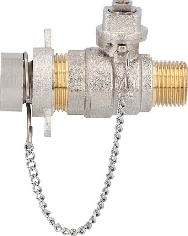 Kugelhahn mit Verschlusskappe und Vierkantkappe, ohne Griff DN15 (1/2") AG Kugelhahn mit Verschlusskappe und Vierkantkappe, ohne Griff DN15 (1/2") AG