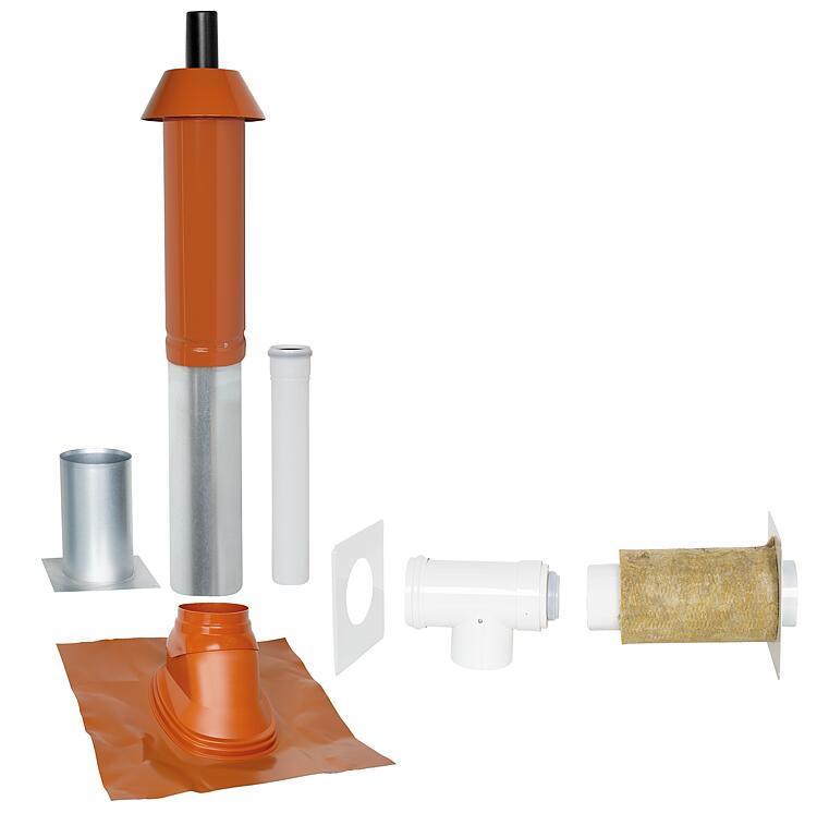 Grundpaket Unifix 165, Schrägdach, 25° - 45°, DN 80/125 rot,0,4m Grundpaket Unifix 165, Schrägdach, 25° - 45°, DN 80/125 rot,0,4m