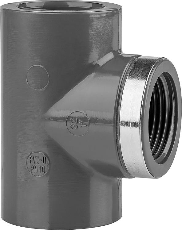 PVC-U - Klebefitting T-Stück, 40 mm x 11/4", zylind. Gewinde am Abgang PVC-U - Klebefitting T-Stück, 40 mm x 11/4", zylind. Gewinde am Abgang