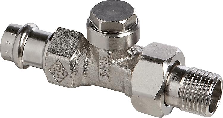 Heizkörper-Rücklaufverschrau- bung mit Viega Pressanschluss 15mm Heizkörper-Rücklaufverschrau- bung mit Viega Pressanschluss 15mm