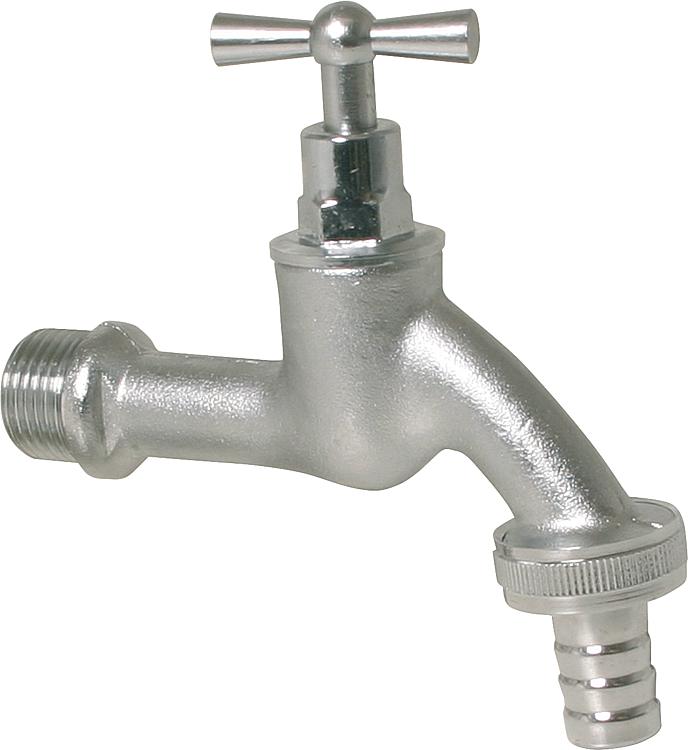 Auslaufhahn 1/2" mit Schlauchtülle mattverchromt Auslaufhahn 1/2" mit Schlauchtülle mattverchromt
