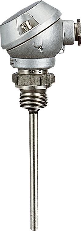 Einschraub-Widerstandsthermometer mit Anschlusskopf,Fühler 6x100mm Einsatztemp.- Einschraub-Widerstandsthermometer mit Anschlusskopf,Fühler 6x100mm Einsatztemp.-