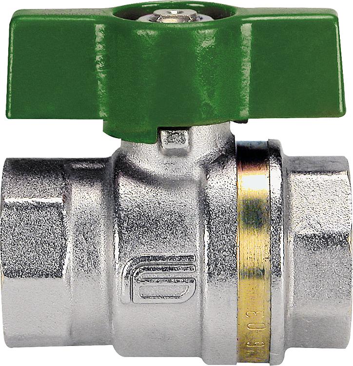 Messingkugelhahn ASTER ACS IG/IG 1   DVGW-zertifiziert mit grünem Aluminium Flüg Messingkugelhahn ASTER ACS IG/IG 1   DVGW-zertifiziert mit grünem Aluminium Flüg