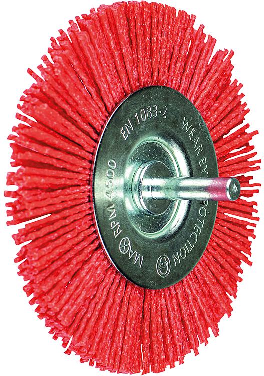 Rundbürste, Ø 100 mm, Schaft-Ø 6 mm, Kunststoff Ø 1,27, Korn 80