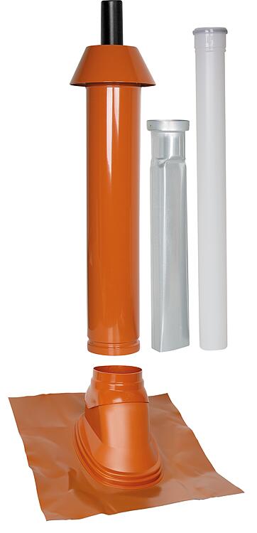 Mündungspaket Skobifix nano Schrägdach 25° - 45°, DN 60/100 rot, 1,0m Mündungspaket Skobifix nano Schrägdach 25° - 45°, DN 60/100 rot, 1,0m