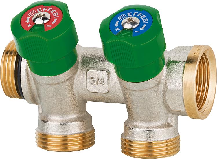 Trinkwasserverteiler 4-fach DN15 (1/2"), PN16 flachdichtend Trinkwasserverteiler 4-fach DN15 (1/2"), PN16 flachdichtend