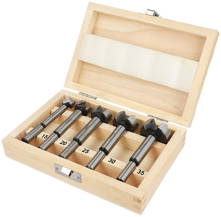 Forstnerbohrer-Set HELLER 5-teilig Ø 15/20/25/30/35 mm, mit Holzkoffer