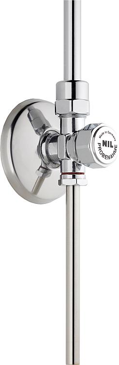 Probenahme-Eckventil 1/2" verchromt, mit Edelstahlrohr 8x100mm Probenahme-Eckventil 1/2" verchromt, mit Edelstahlrohr 8x100mm