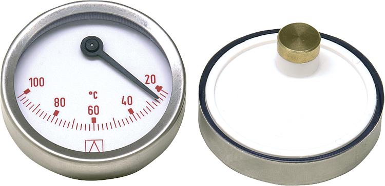Bimetall-Thermometer D=63mm exzentrisch, 20-100 C, rot