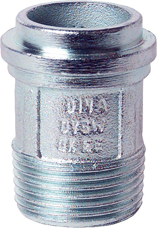 Gewindestutzen DN 25 (1") mit Prüfstutzenbohrung DN 6 (1/8") und Verschlussstopfen