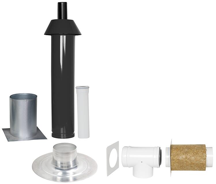 Grundpaket Unifix, Flachdach, DN 80/125, 0,4m Grundpaket Unifix, Flachdach, DN 80/125, 0,4m
