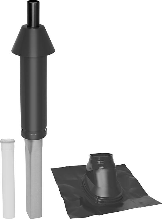Mündungspaket Skobifix nano Schrägdach 25° - 45°, DN 60/100 schwarz, 0,4m Mündungspaket Skobifix nano Schrägdach 25° - 45°, DN 60/100 schwarz, 0,4m