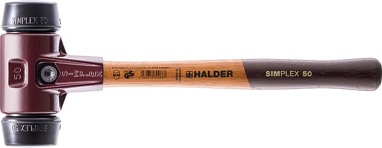 SIMPLEX-Schonhammer Halder mit Tempergussghäuse, Holzstiel und Gummikomposition, Ø 60 mm