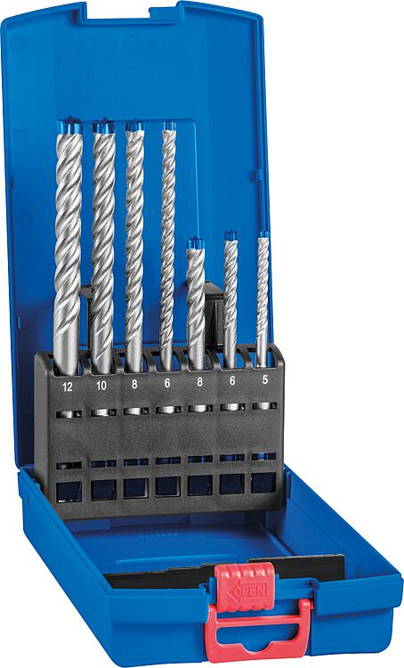 Hammerbohrer-Set BOSCH Expert 7X 7-teilig, 4-Schneider Ø5,6,8 Länge 115mm und Ø6,8,10,12 Länge 165mm