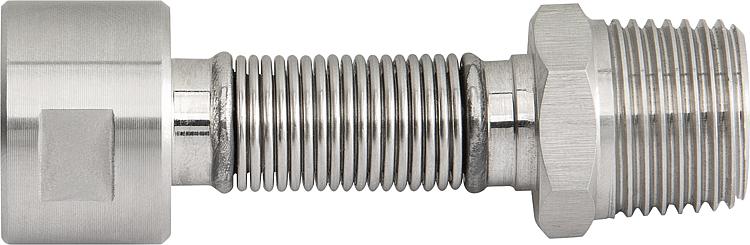 Edelstahlflexwellrohr ausziehbar DN15 (1/2") AGxIG Edelstahlflexwellrohr ausziehbar DN15 (1/2") AGxIG