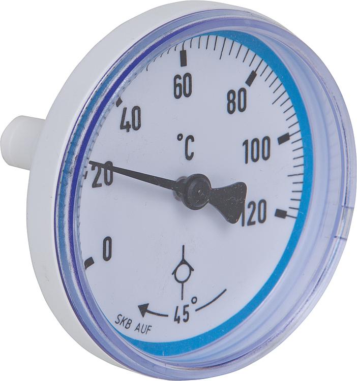 Rücklaufthermometer blau für Kugelhähne Easyflow mit Symbol Schwerkraftbremse Rücklaufthermometer blau für Kugelhähne Easyflow mit Symbol Schwerkraftbremse
