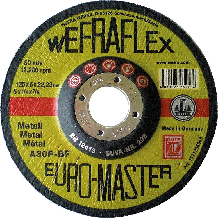 Schruppscheibe Euromaster für Metall 125 x 6 x 22 mm Schruppscheibe Euromaster für Metall 125 x 6 x 22 mm
