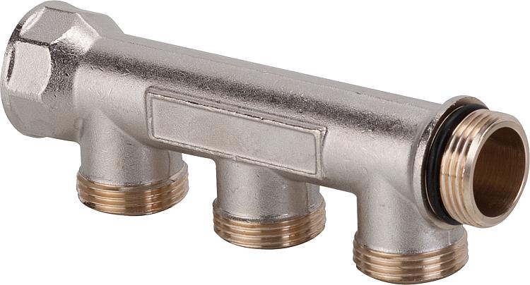 Verteiler 3-Fach DN 20 (3/4") x Eurokonus, Messing vernickelt Verteiler 3-Fach DN 20 (3/4") x Eurokonus, Messing vernickelt