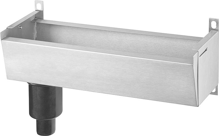 Entleerrinne L=400mm, Edelstahl, mit Siphon DN40, verstellbarer Wandabstand Entleerrinne L=400mm, Edelstahl, mit Siphon DN40, verstellbarer Wandabstand