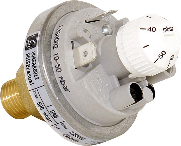 360 Gasdruckwächter einstellbar 10-50 mbar, G 1/4" Ref. 0.360.002