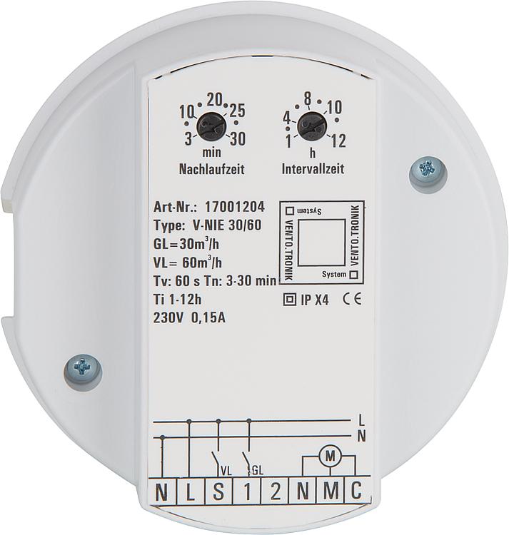 Steuerbaustein EVENES V-NIE30/60 2-stufig,Nachlauf+Einschaltverz., Intervallbetr Steuerbaustein EVENES V-NIE30/60 2-stufig,Nachlauf+Einschaltverz., Intervallbetr