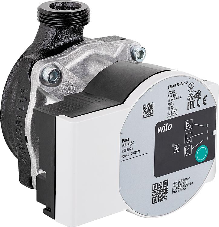 Umwälzpumpe PAW Wilo Para SC 15/6-43, 130mm, 9 Uhr, DN25 (1") AG, Molex Umwälzpumpe PAW Wilo Para SC 15/6-43, 130mm, 9 Uhr, DN25 (1") AG, Molex