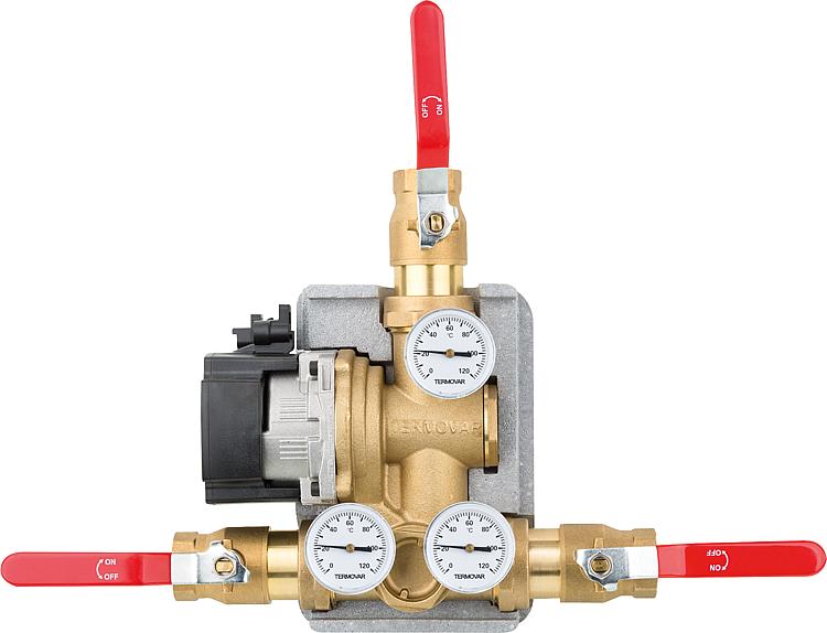 Ladeventileinheit Termovar mit Pumpe Grundfos UPM 3-70 Messing, DN25(1"), 55 C Ladeventileinheit Termovar mit Pumpe Grundfos UPM 3-70 Messing, DN25(1"), 55 C