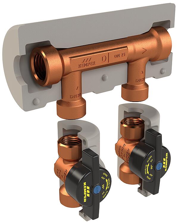 Strömungsteilergruppe KHS-Venturi, DN15 (1/2") x DN15 (1/2"), IG, AP-Montage Strömungsteilergruppe KHS-Venturi, DN15 (1/2") x DN15 (1/2"), IG, AP-Montage