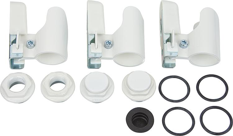 Wandkonsolen-Anschlussset zu Tribeca Alu-Röhrenradiator, RAL 9010 Wandkonsolen-Anschlussset zu Tribeca Alu-Röhrenradiator, RAL 9010