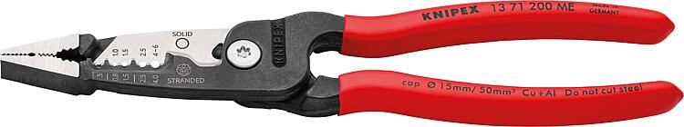 Multifunktions-Elektrikerzange KNIPEX Länge: 200 mm, brüniert, Griffe Kunststoffüberzogen