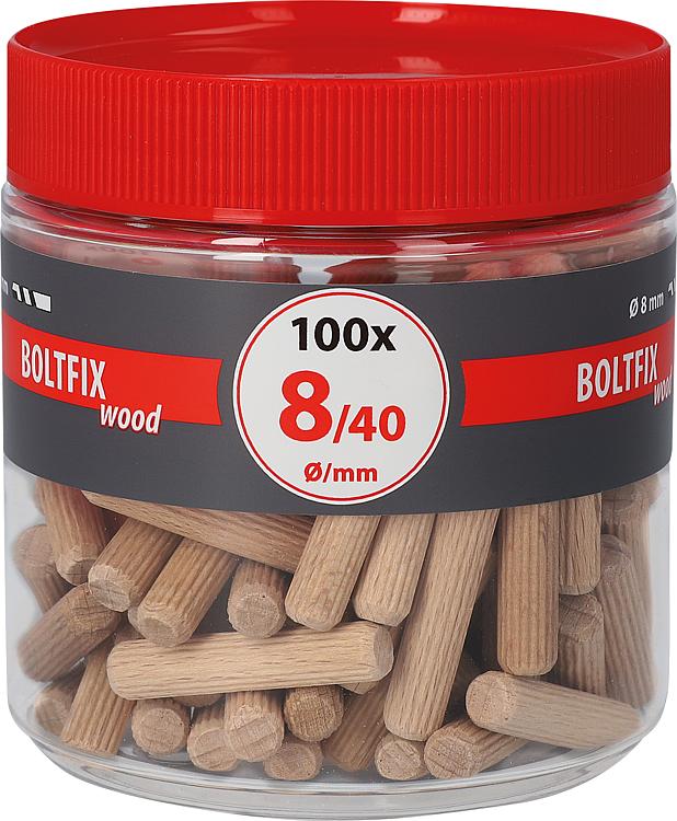 Holzdübel TOX Boltfix wood 8x40 mm, Riffeldübel massive Buche VPE: 100