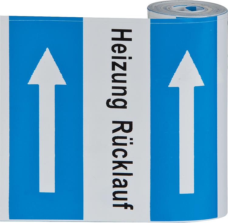 Klebebezeichnungsbänder "Heizung RL" 78mm breit, Rolle 5m Klebebezeichnungsbänder "Heizung RL" 78mm breit, Rolle 5m