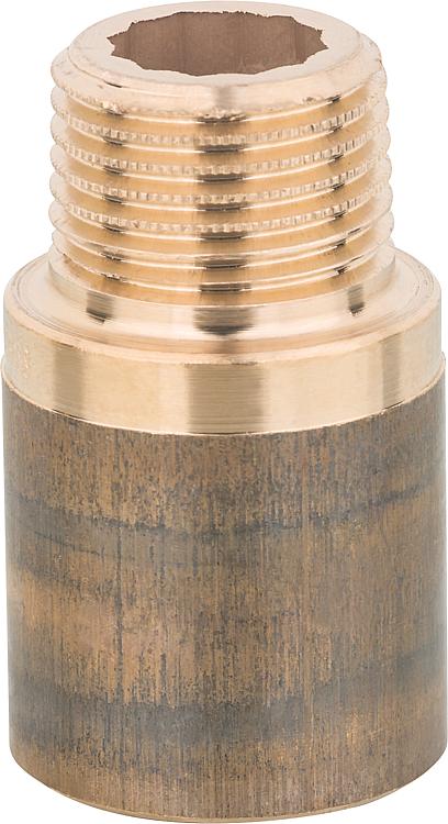 Rotguss-Gewindefitting Hahnverlängerungmit DVGW Typ 3540, 1/2''''x30mm (I/A) Rotguss-Gewindefitting Hahnverlängerungmit DVGW Typ 3540, 1/2''''x30mm (I/A)