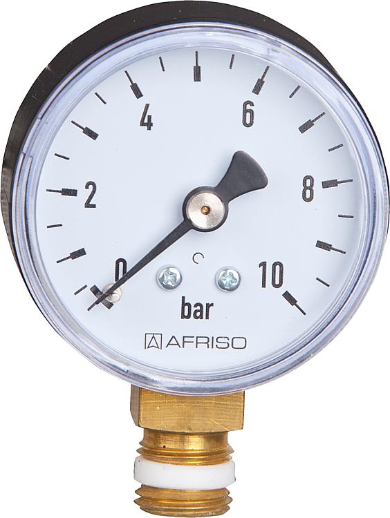 RF-Manometer 50 radial 0-10 bar, Anschluss 1/4" radial (unten) RF-Manometer 50 radial 0-10 bar, Anschluss 1/4" radial (unten)
