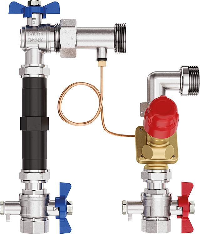 Verteiler-Anschlussset Danfoss AB-PM horizontal, DN25 (1") IG Anschluss Verteile Verteiler-Anschlussset Danfoss AB-PM horizontal, DN25 (1") IG Anschluss Verteile