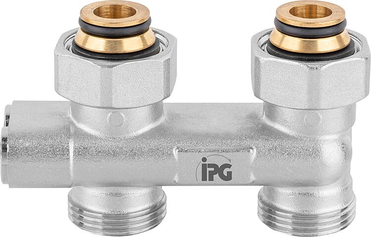Umlenkstück Durchgangform DN 20 (3/4") mit  Eurokonus-Einlegeteil, absperrbar