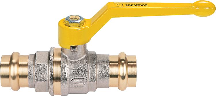Gas-Kugelhahn mit Pressanschluss aus Messing 35 x 35 Gas-Kugelhahn mit Pressanschluss aus Messing 35 x 35