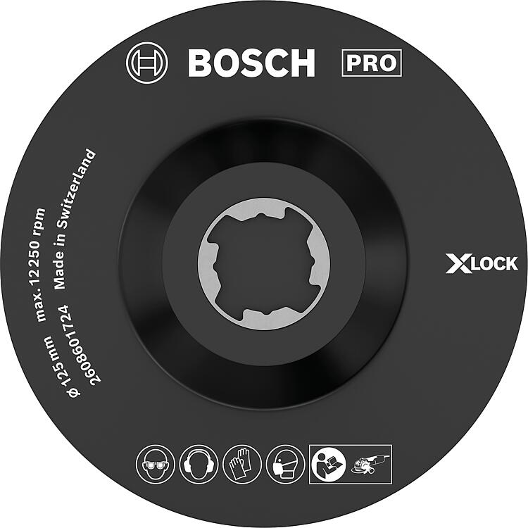 Kletthaftteller BOSCH® mit Center PIN und X - Lock Aufnahme Ø 125 mm
