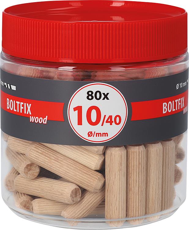 Holzdübel TOX Boltfix wood 10x40 mm, Riffeldübel massive Buche VPE: 80