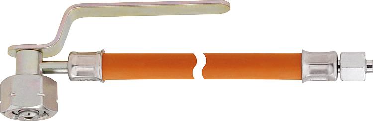 Gasschlauch 300 mm 30 bar einerseits Kombi-Anschluss andererseits 12 mm Rohrstutzen