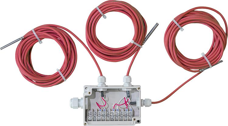 Fühlerset ASKOSENSOR, bestehend aus 3x Fühler PT1000 und Anschlussbox Fühlerset ASKOSENSOR, bestehend aus 3x Fühler PT1000 und Anschlussbox