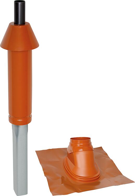 Mündungspaket Skobifix XXs Schrägdach 25° - 45°, DN 80/125 rot, 0,4m Mündungspaket Skobifix XXs Schrägdach 25° - 45°, DN 80/125 rot, 0,4m