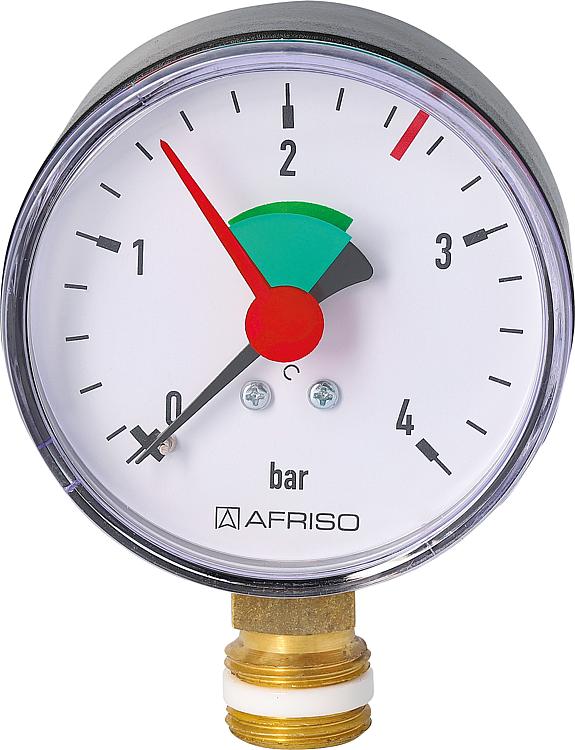 Heizungsmanometer 63 mm 3/8" - 2,5 bar - radial Heizungsmanometer 63 mm 3/8" - 2,5 bar - radial