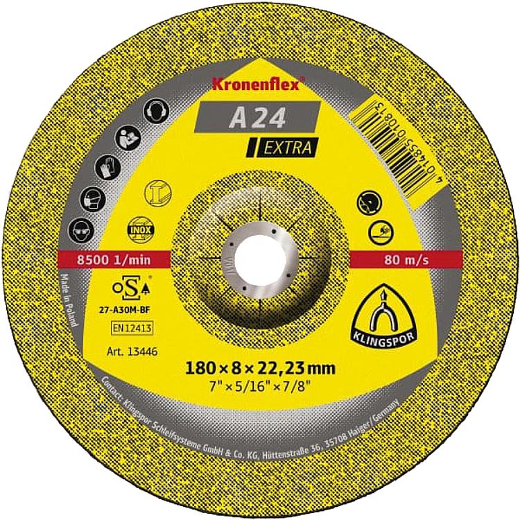 Schruppscheibe KLINGSPOR A 24 EXTRA 115 x 6,0 x 22,23 mm, gekröpft Schruppscheibe KLINGSPOR A 24 EXTRA 115 x 6,0 x 22,23 mm, gekröpft