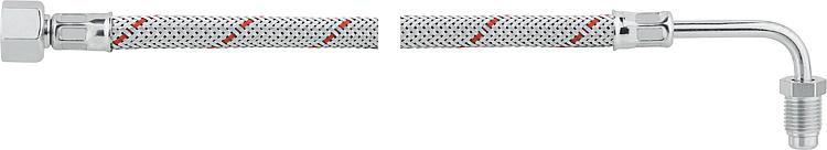 Ölschlauch einerseits 3/8" Überwurf- mutter, anderseits Rohrbogen mit losem Nipp Ölschlauch einerseits 3/8" Überwurf- mutter, anderseits Rohrbogen mit losem Nipp